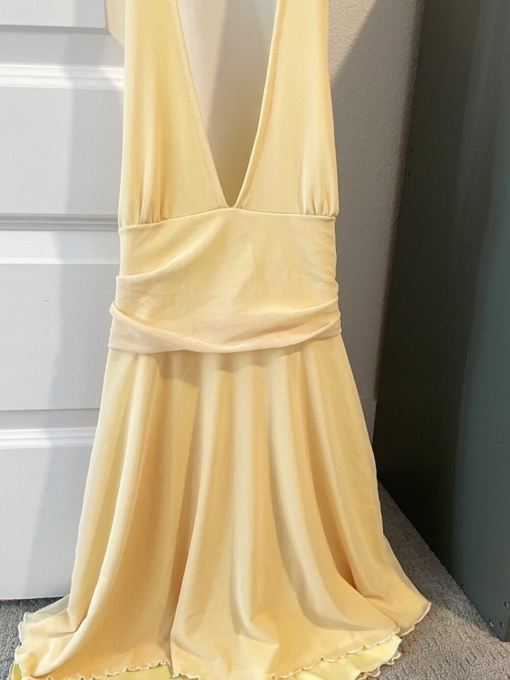 Light Yellow Halter Mini Dress - Medium